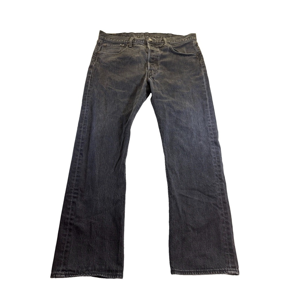 Levi's 501 Men's Black Cotton Denim Jeans Straight Leg Button Fly 5-Pocket 38x30